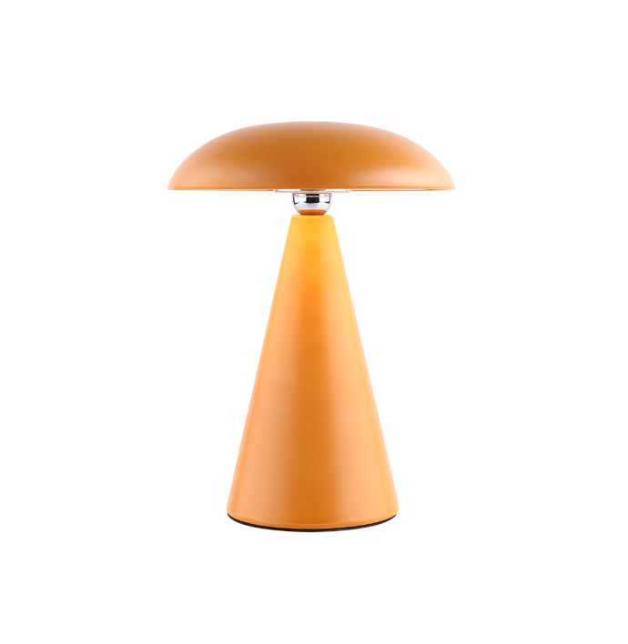 Bureaulamp Mush LED op accu mat oker, afneembare kap