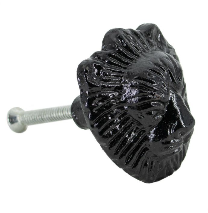 Knopje metaal leeuw zwart