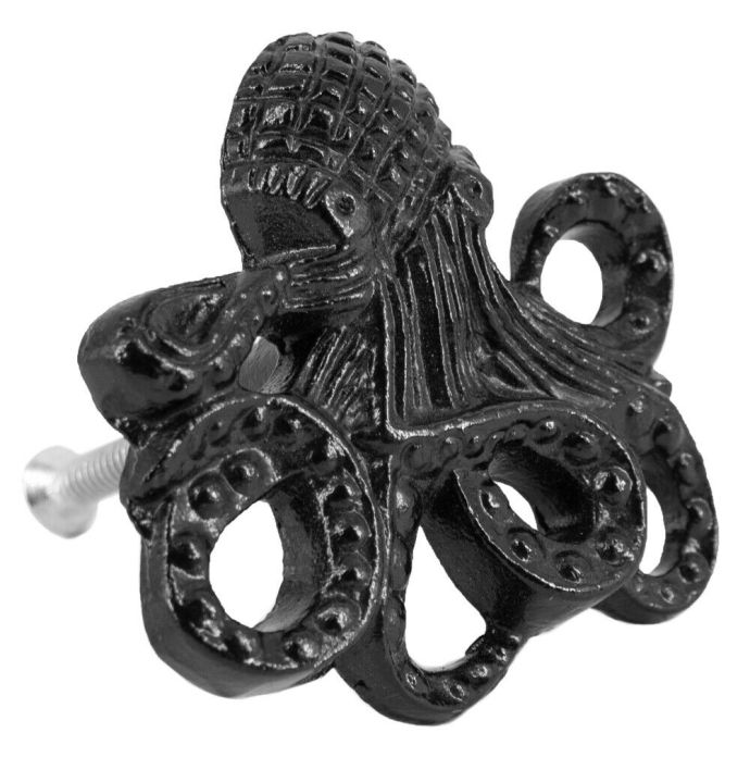 Knopje metaal octopus zwart
