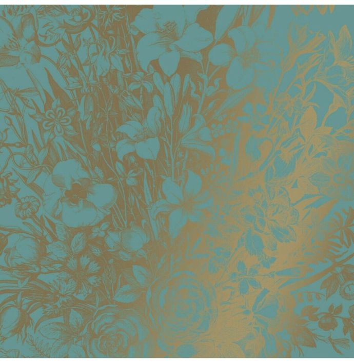 Foto behang KEK Gold Engraved Flowers mint