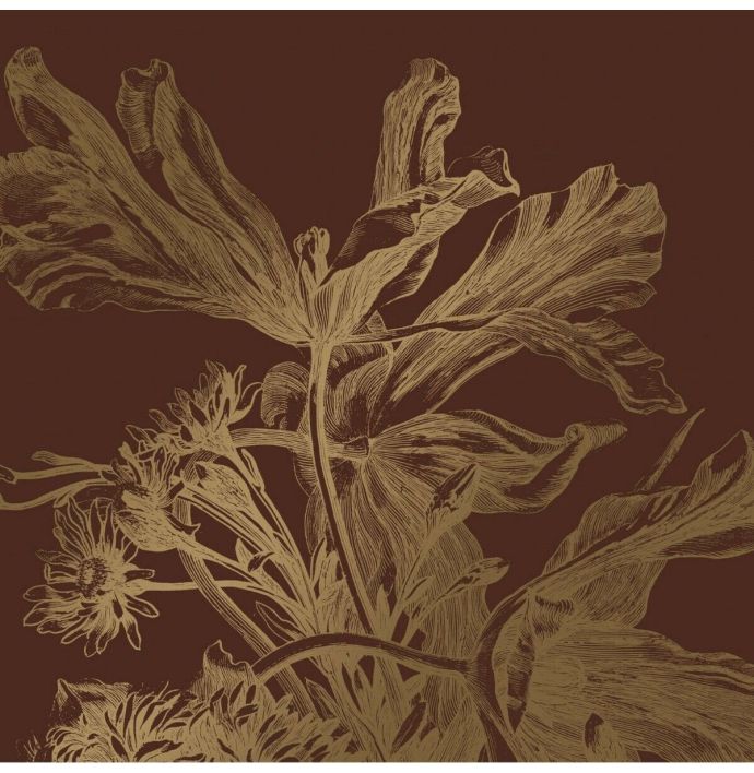 Foto behang KEK Gold Engraved Flowers rust