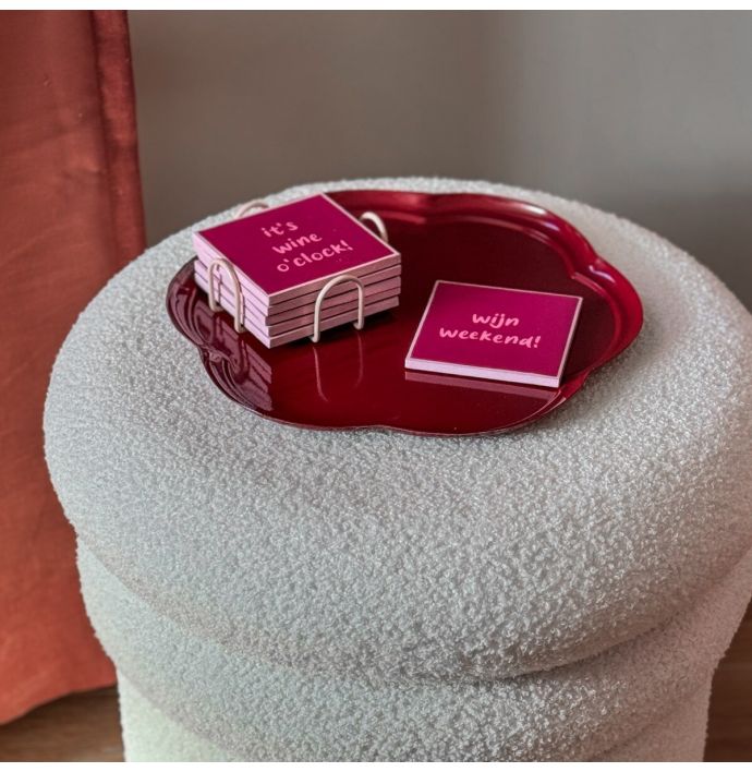 Set van 6 onderzetters met rekje 'Wijn'