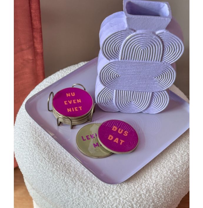 Set van 6 onderzetters met rekje 'Lekker man'