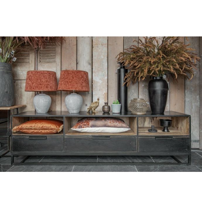 Tv-meubel mango zwart en naturel