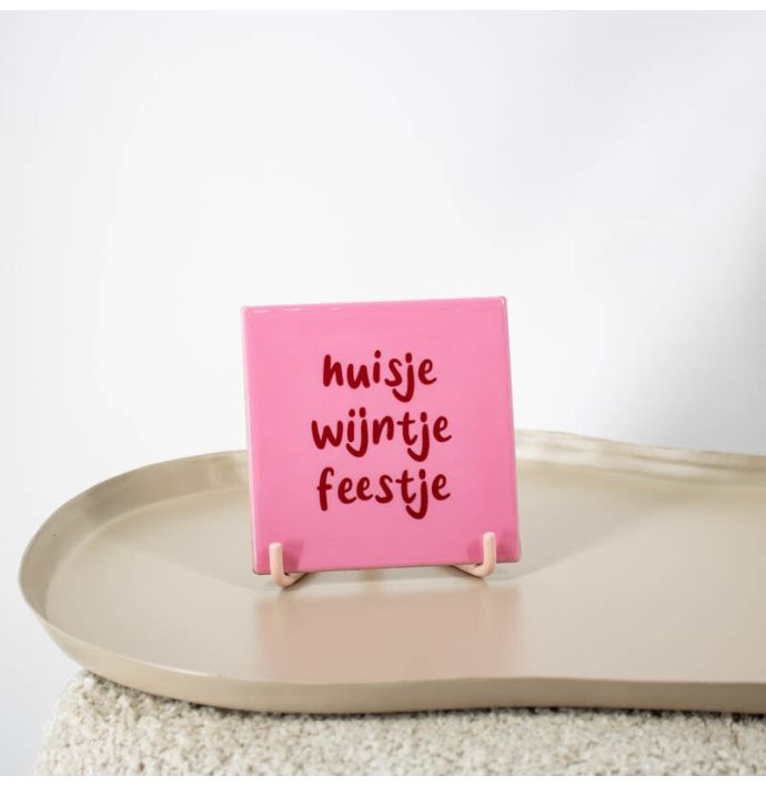 Tegeltje - Huisje wijntje feestje