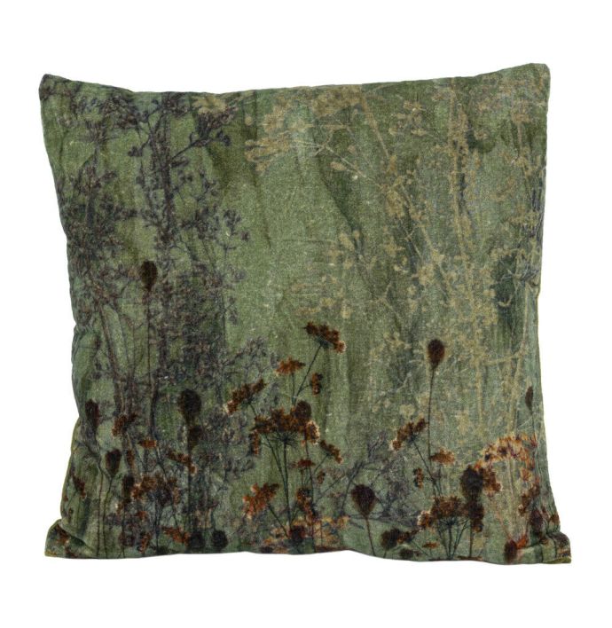 Kussen velvet bloemen