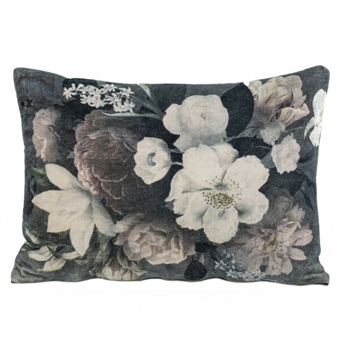 Kussen velvet bloemen
