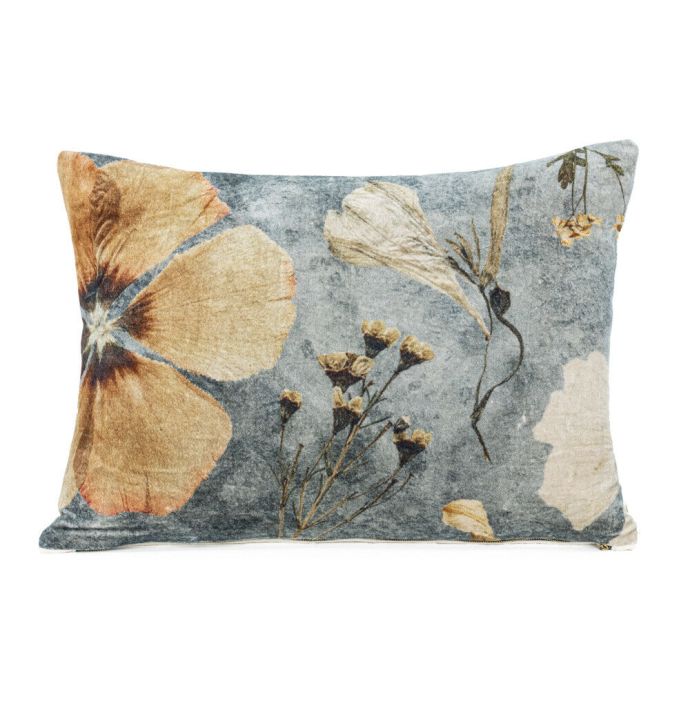 Kussen velvet bloemen