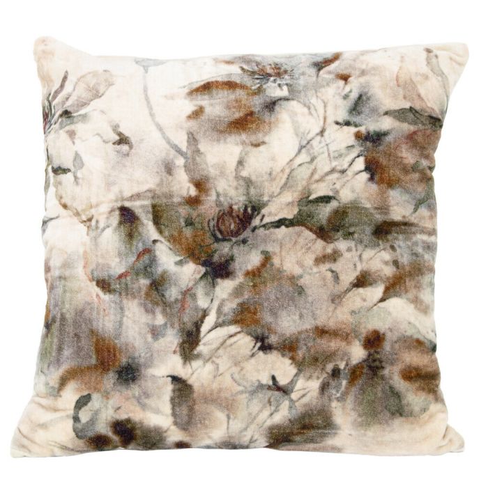 Kussen velvet bloemen