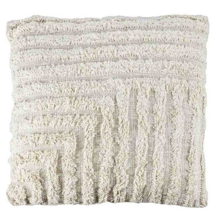 Sierkussen Fluffy stripes beige