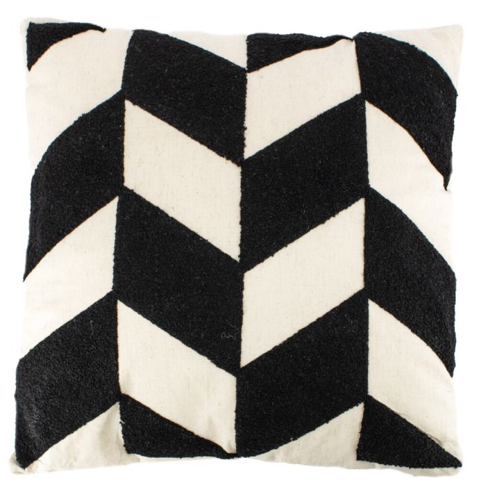 Kussen 40x60cm getuft zwart/wit design