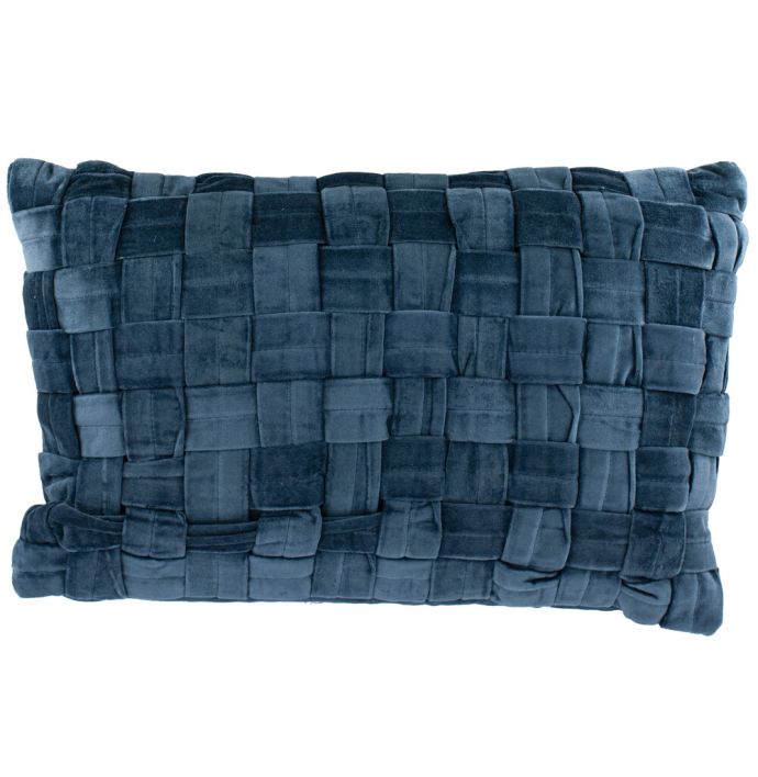 Kussen braid velours blauw