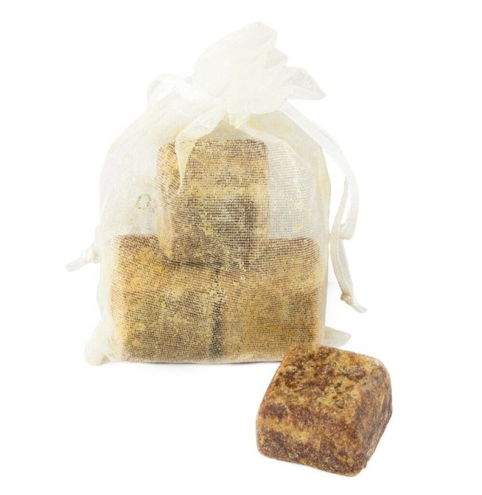 Organza zakje met 3x mini amberblokje original amber