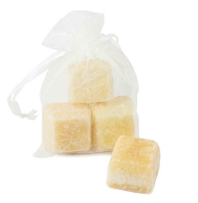 Organza zakje met 3x mini amberblokje white musk