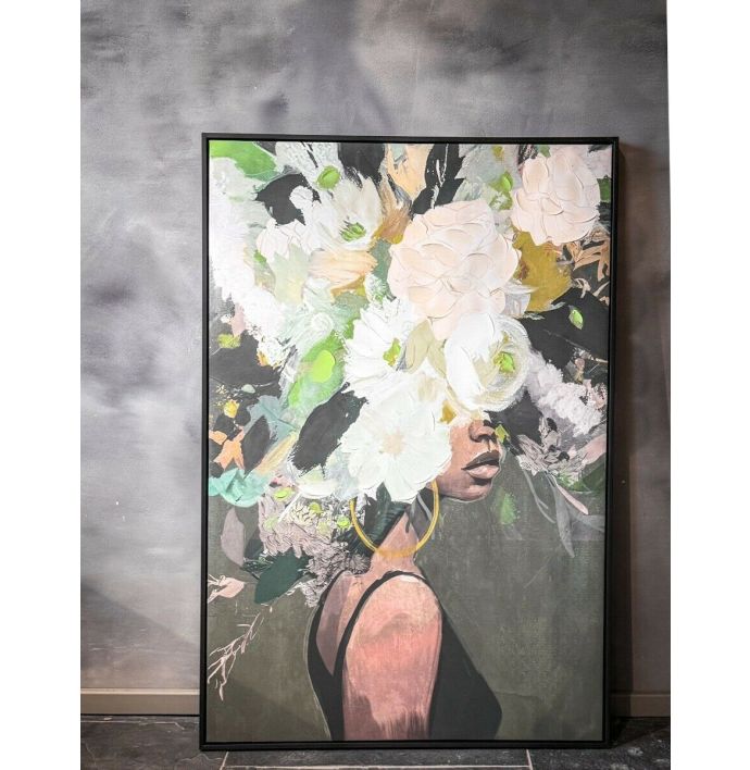 Schilderij vrouw bloemen