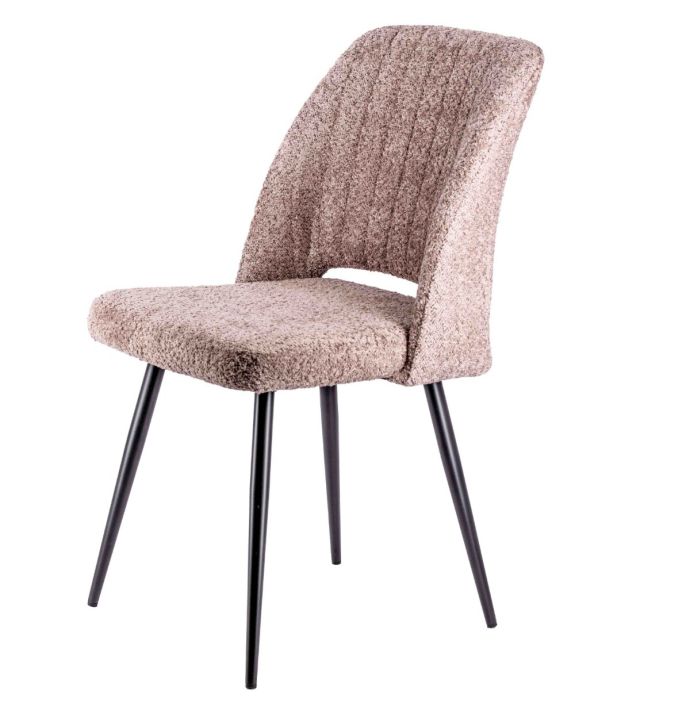 Eetkamerstoel Samora in stof teddy zacht roze tx2207