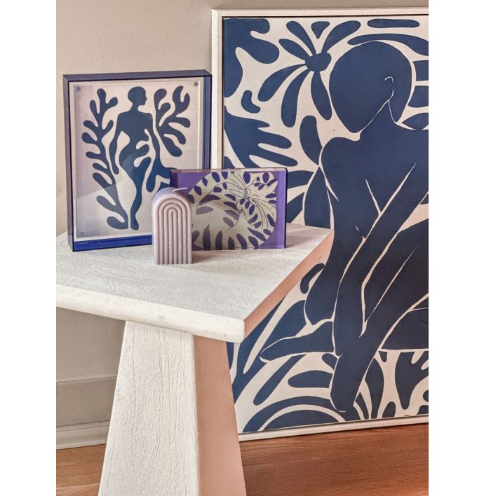 Schilderij met reliëf organisch blauw 