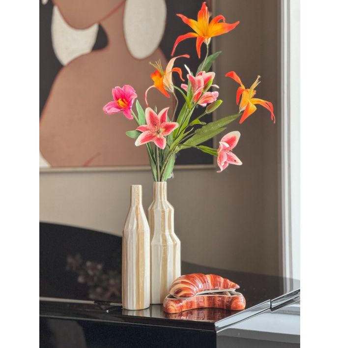 Aardewerk vaas stripe drab