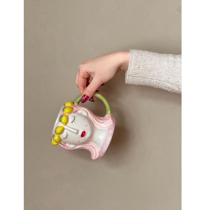 Mok keramiek gezicht citroenen