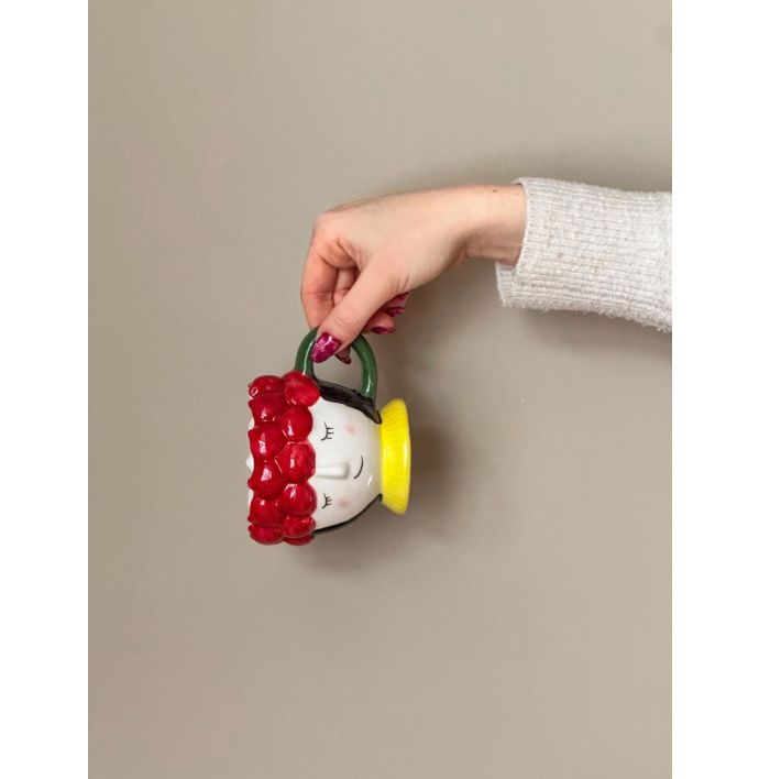 Mok keramiek gezicht granaatappels