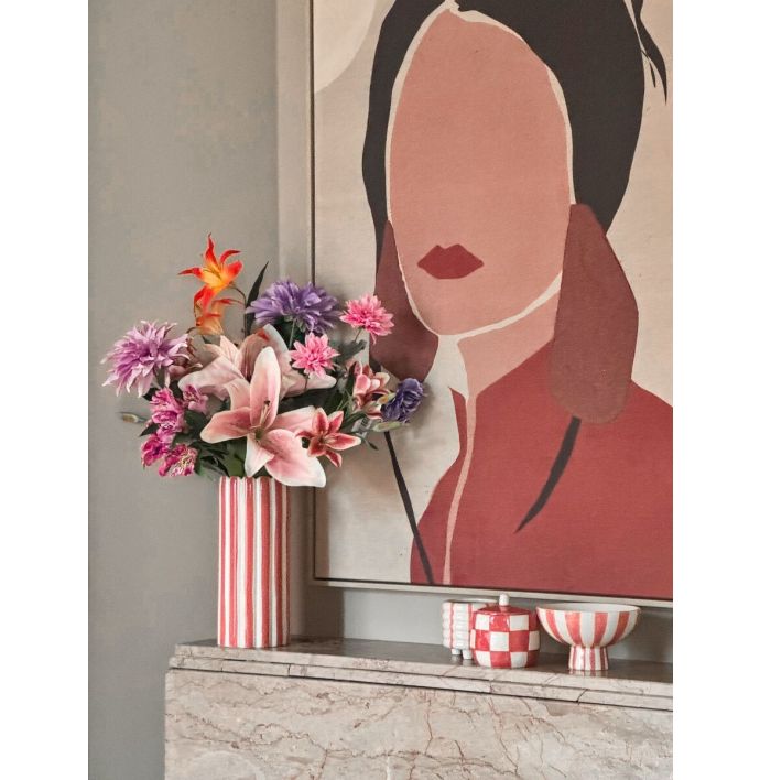 Aardewerk vaas stripe peach