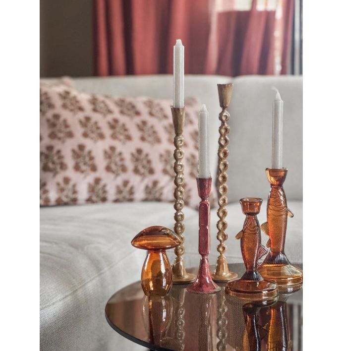 Glazen paddenstoel amber