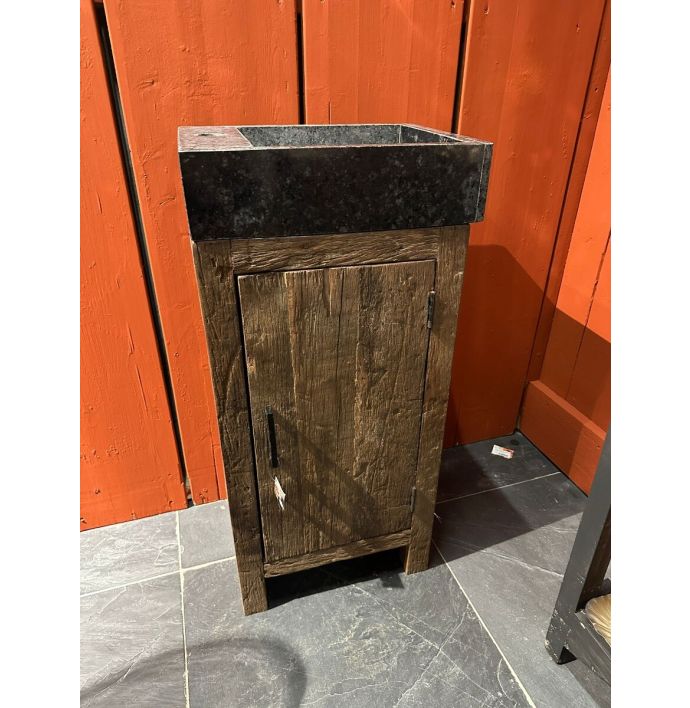 Old wood kastje met wasbak graniet