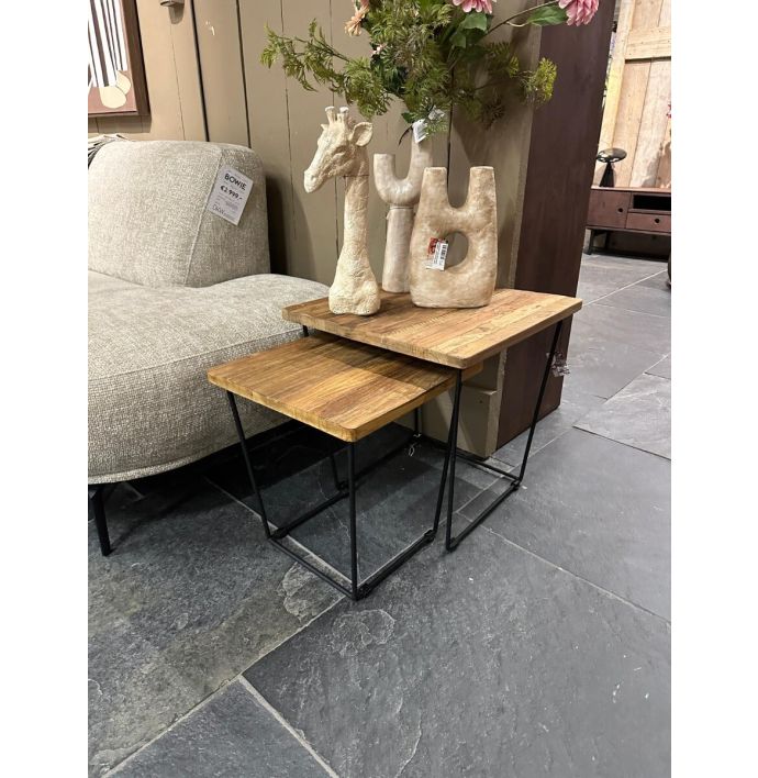 Bijzettafel teak (set van 2)