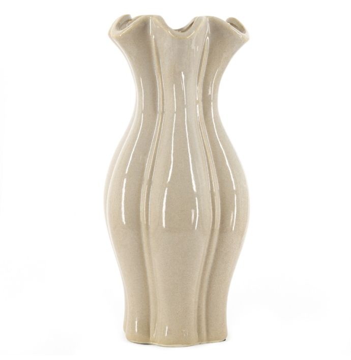 Aardewerk vaas organic L beige