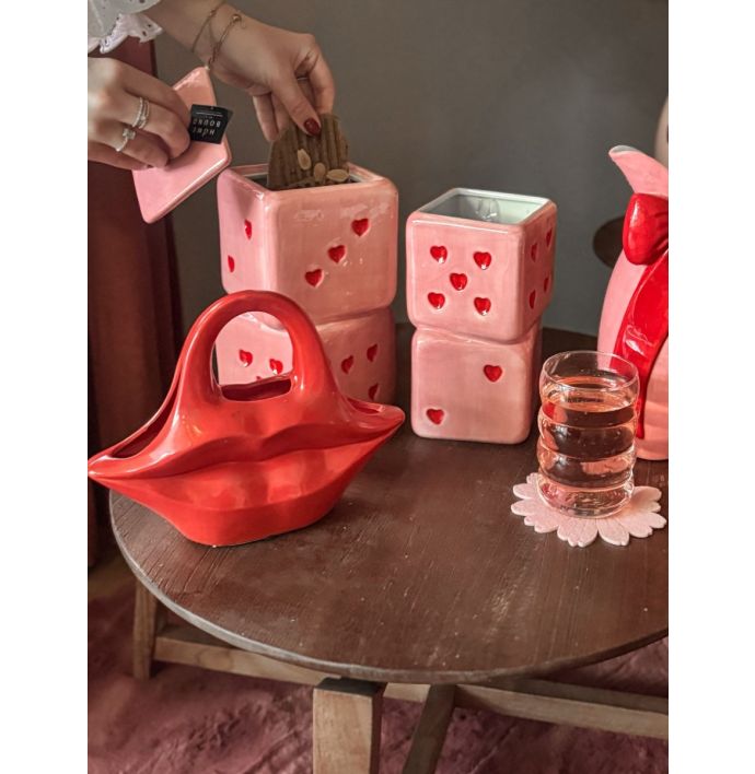 Aardewerk vaas dobbelsteen