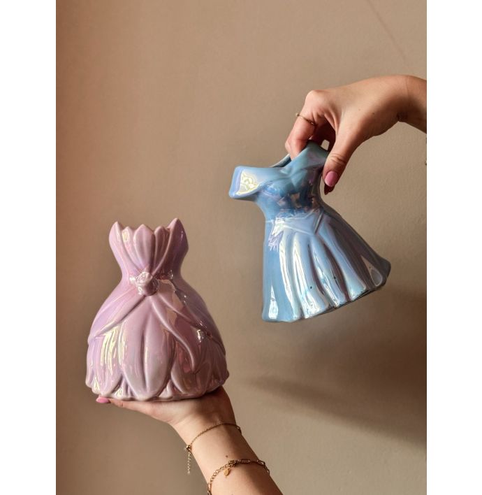 Aardewerk vaas princess dress blauw
