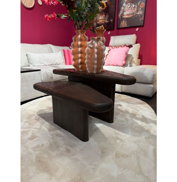 Salontafel Trigone walnut (set van 2)