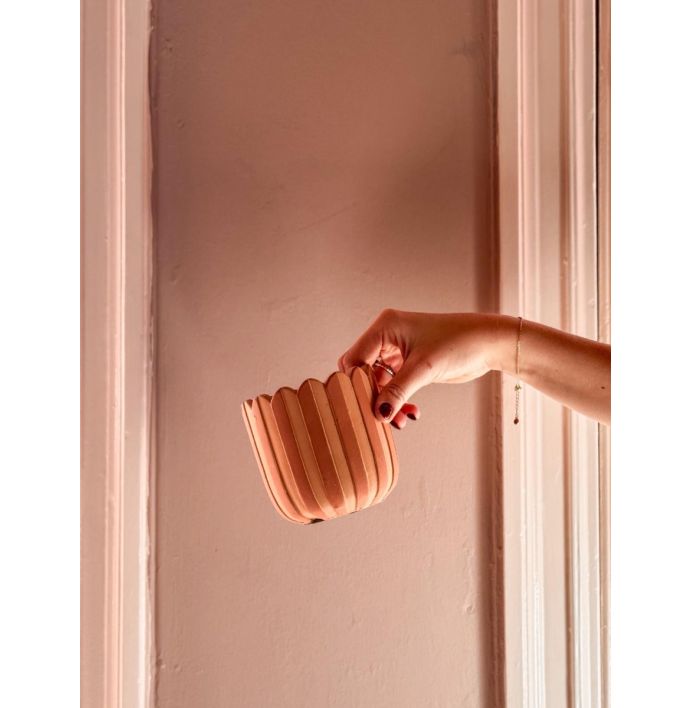 Aardewerk bloempot striped orange