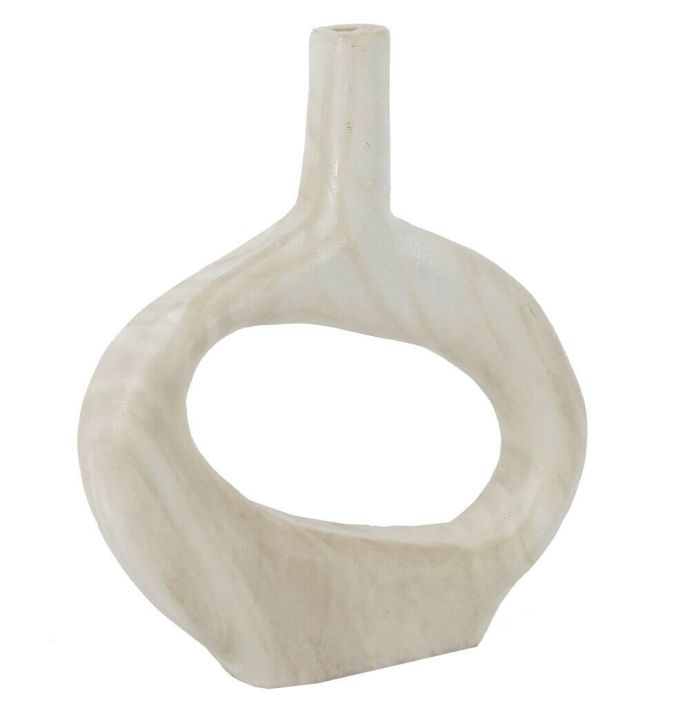 Houten donut vaas wit