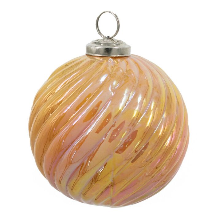 Glazen kerstbal oranje parelmoer