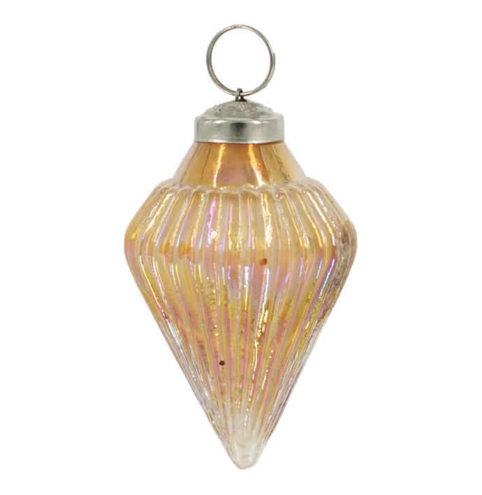 Glazen kerstbal oranje parelmoer