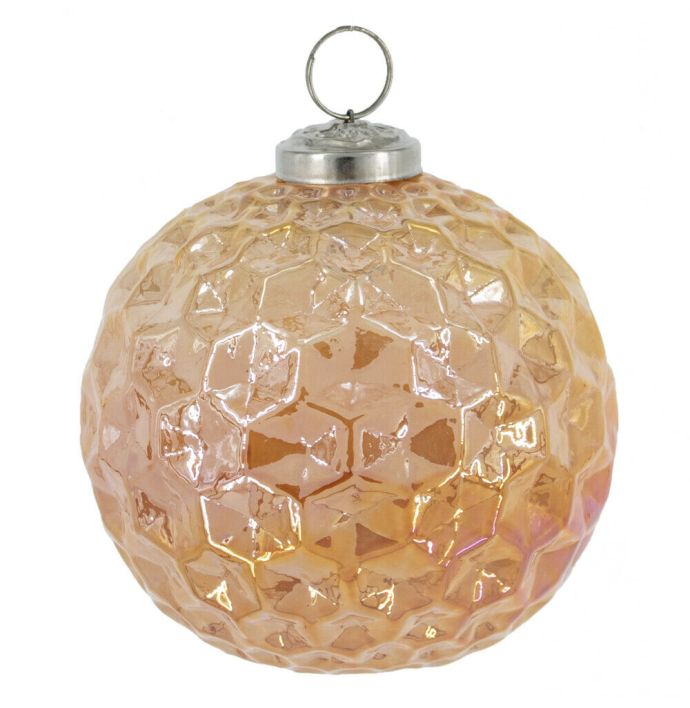 Glazen kerstbal oranje parelmoer