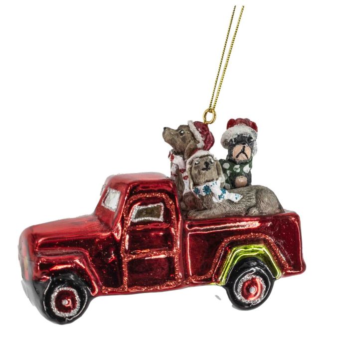 Kerstbal pickup met honden