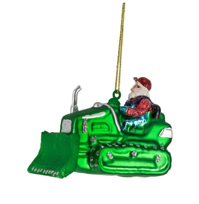 Kerstbal kerstman op tractor