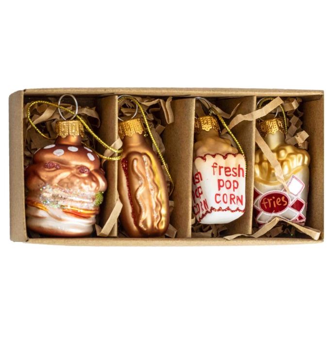 Kerstbal set van 4 eten 4,3cm hoog