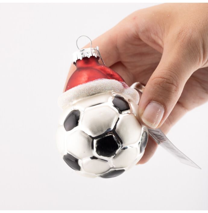 Kerstbal voetbal kerstmuts