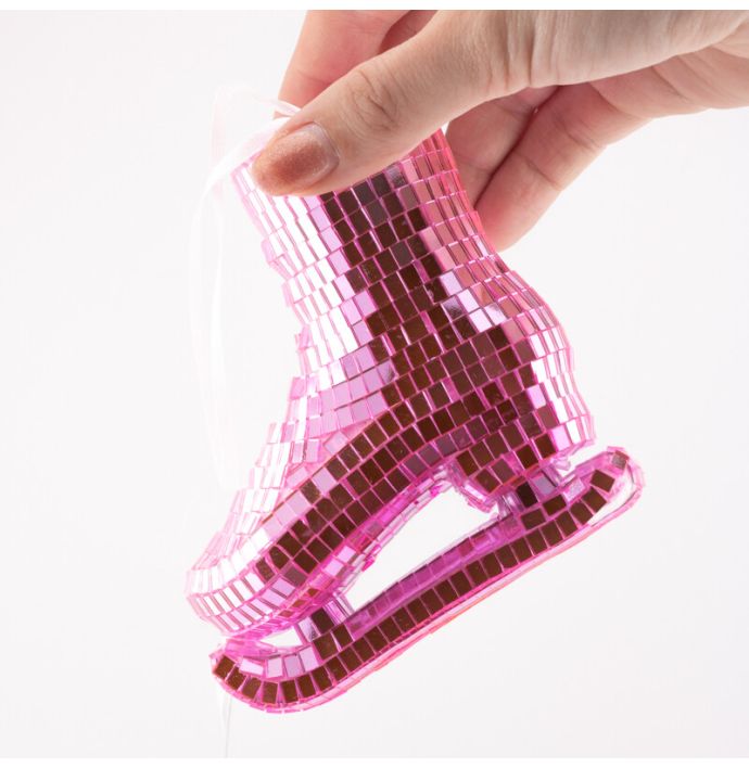 Kersthanger Disco Schaats roze