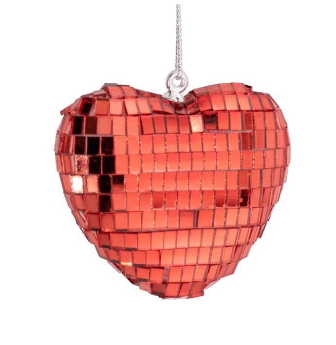 Kersthanger Disco Hart rood