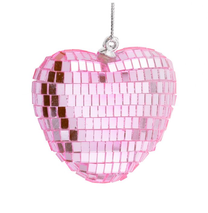 Kersthanger Disco Hart roze