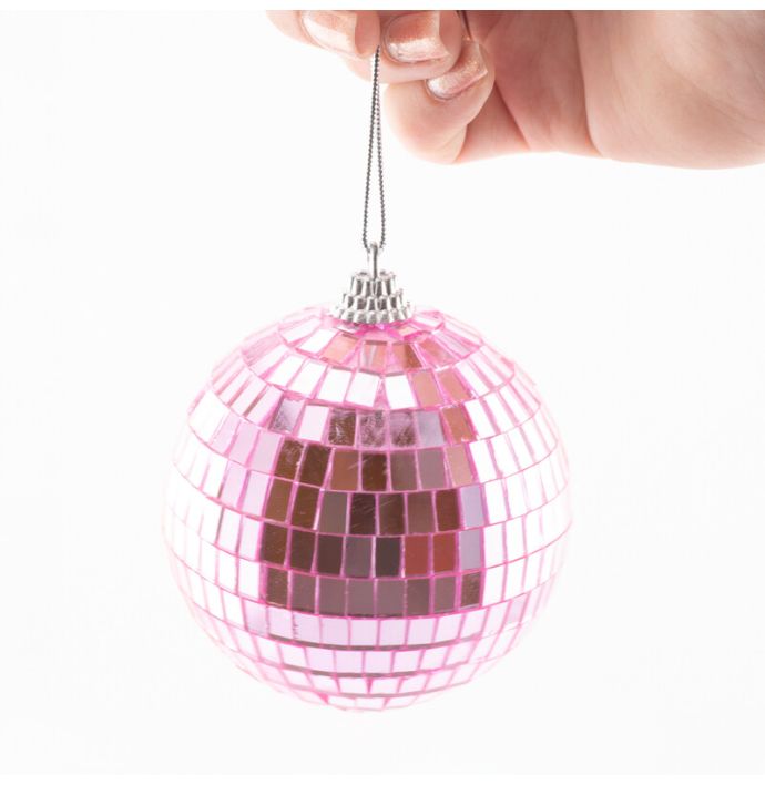 Set van 6 discoballen roze