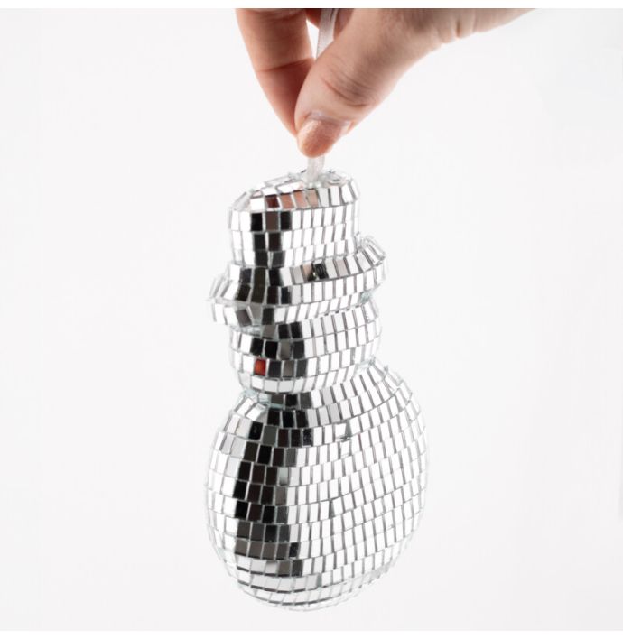 Kersthanger Disco Sneeuwpop zilver