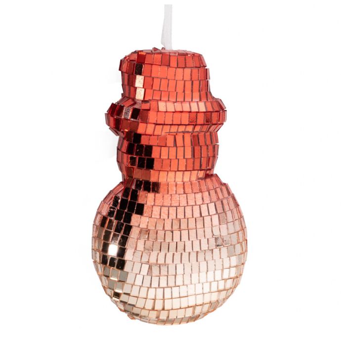 Kersthanger Disco Sneeuwpop oranje/rood