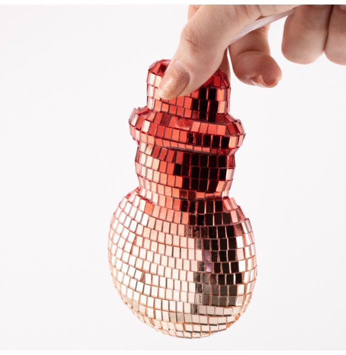 Kersthanger Disco Sneeuwpop oranje/rood