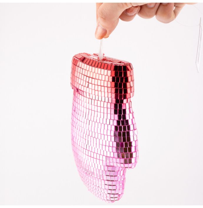 Kersthanger Disco Want roze/rood