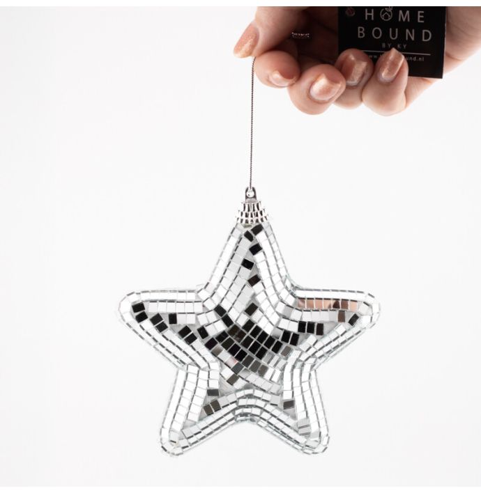 Kersthanger Disco Ster zilver